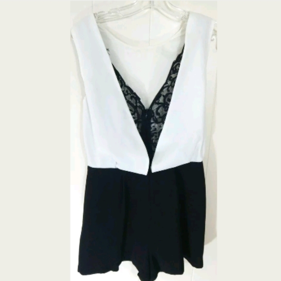 Topshop Lace Back Colorblock Romper - Picture 3 of 4